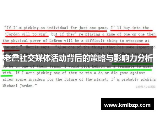 老詹社交媒体活动背后的策略与影响力分析