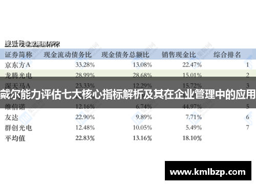 戴尔能力评估七大核心指标解析及其在企业管理中的应用 戴尔能力评估七大核心指标解析及其在企业管理中的应用